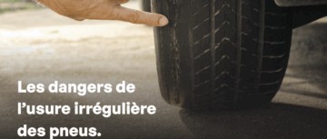 Zoom sur un pneu présentant une usure irrégulière